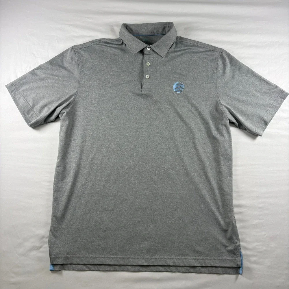 Johnnie-O Polo Shirt Mens Large Grey Meteor Short‎ Sleeve Golf Performance